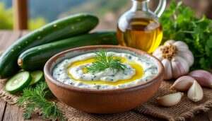 découvrez l'authentique tzatziki, une sauce grecque délicieuse alliant yaourt crémeux, concombre croquant et épices méditerranéennes. parfaite en apéritif ou en accompagnement, elle réveille vos plats avec une touche de fraîcheur et de saveurs. idéale pour vos soirées estivales et vos repas en famille.