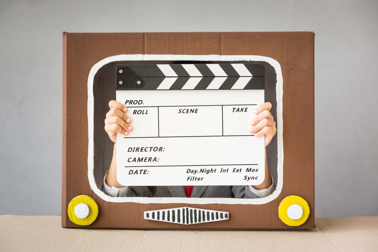 Child playing with cartoon TV