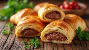 découvrez nos irrésistibles rouleaux feuilletés garnis de saucisse, alliant croustillant et saveurs délicieuses pour un apéritif ou un plat convivial. parfaits pour toute occasion, ces délices envoûtants raviront les papilles de vos invités !
