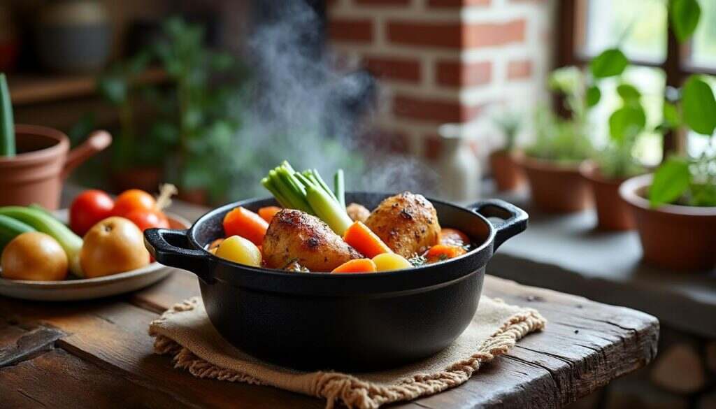 découvrez la recette traditionnelle de la poule au pot, un plat rustique et savoureux qui ravira vos papilles. préparez ce délice réconfortant en suivant des étapes simples et profitez d'un repas réconfortant, idéal pour les repas en famille. laissez-vous séduire par cette cuisine authentique !