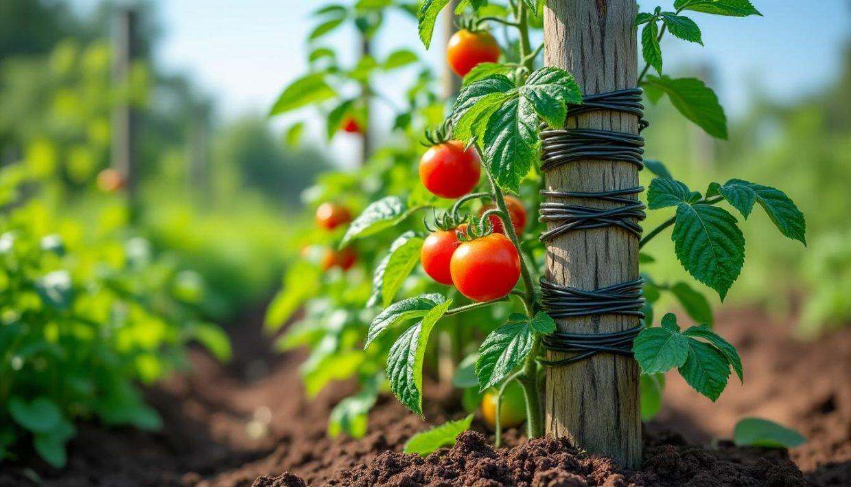 découvrez comment un fil de fer et un tuteur peuvent transformer votre jardin en offrant un soutien optimal à vos tomates en pleine croissance. une méthode ingénieuse et économique pour garantir des récoltes abondantes et saines.