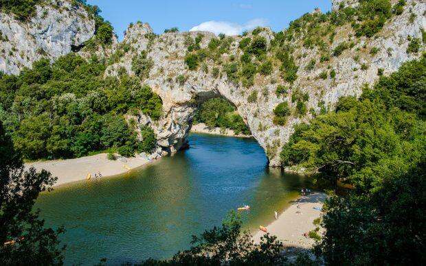 Ardeche France Pont d Arc, view of Narural arch Pont D'arc Canyon France