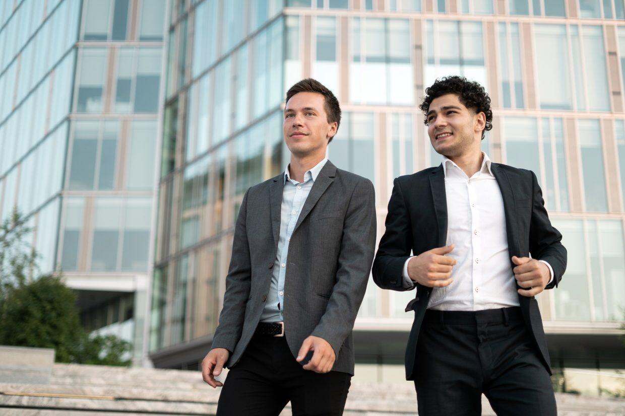 men meeting business communication go to work in the office