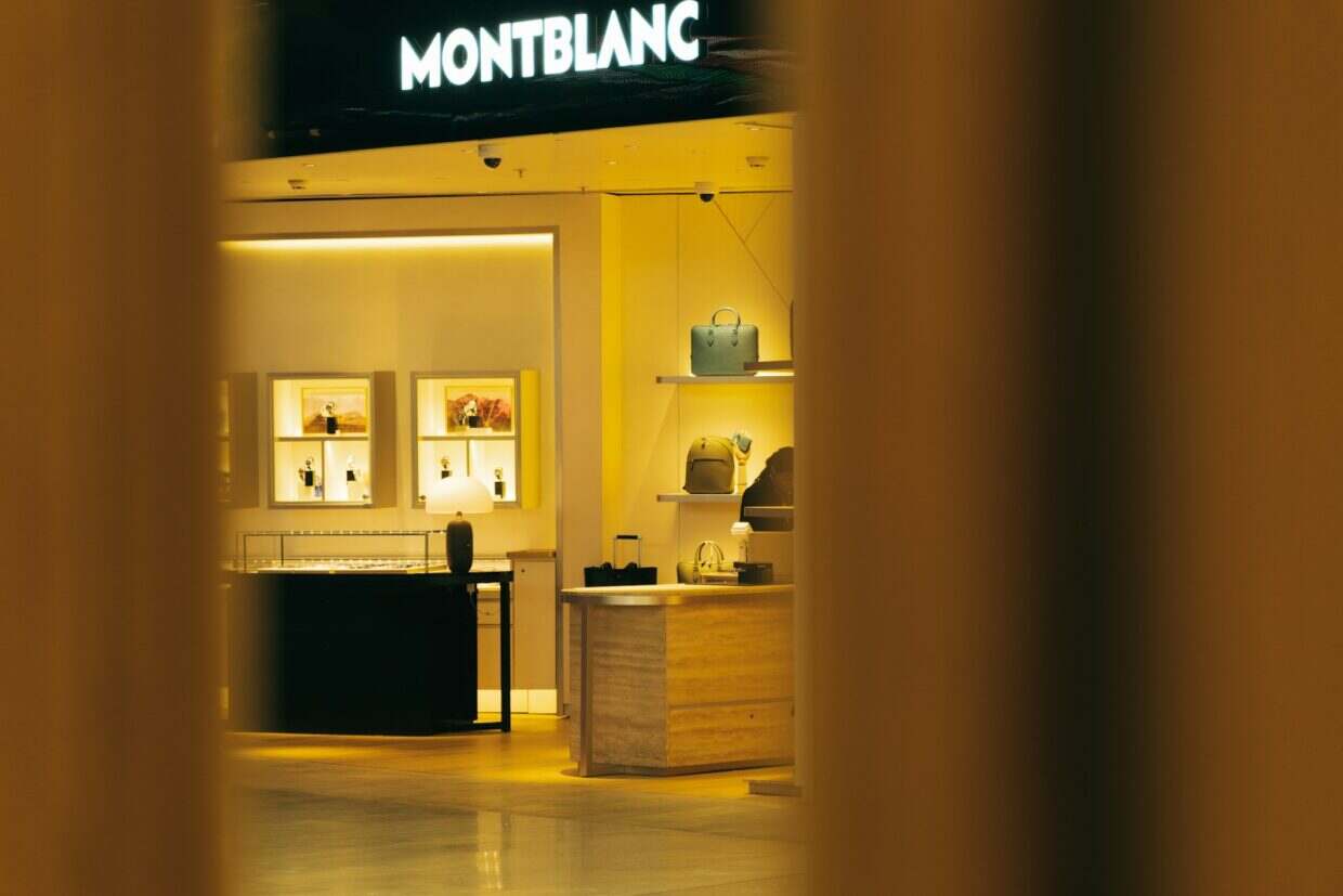 Montblanc store interior with luxury goods displayed
