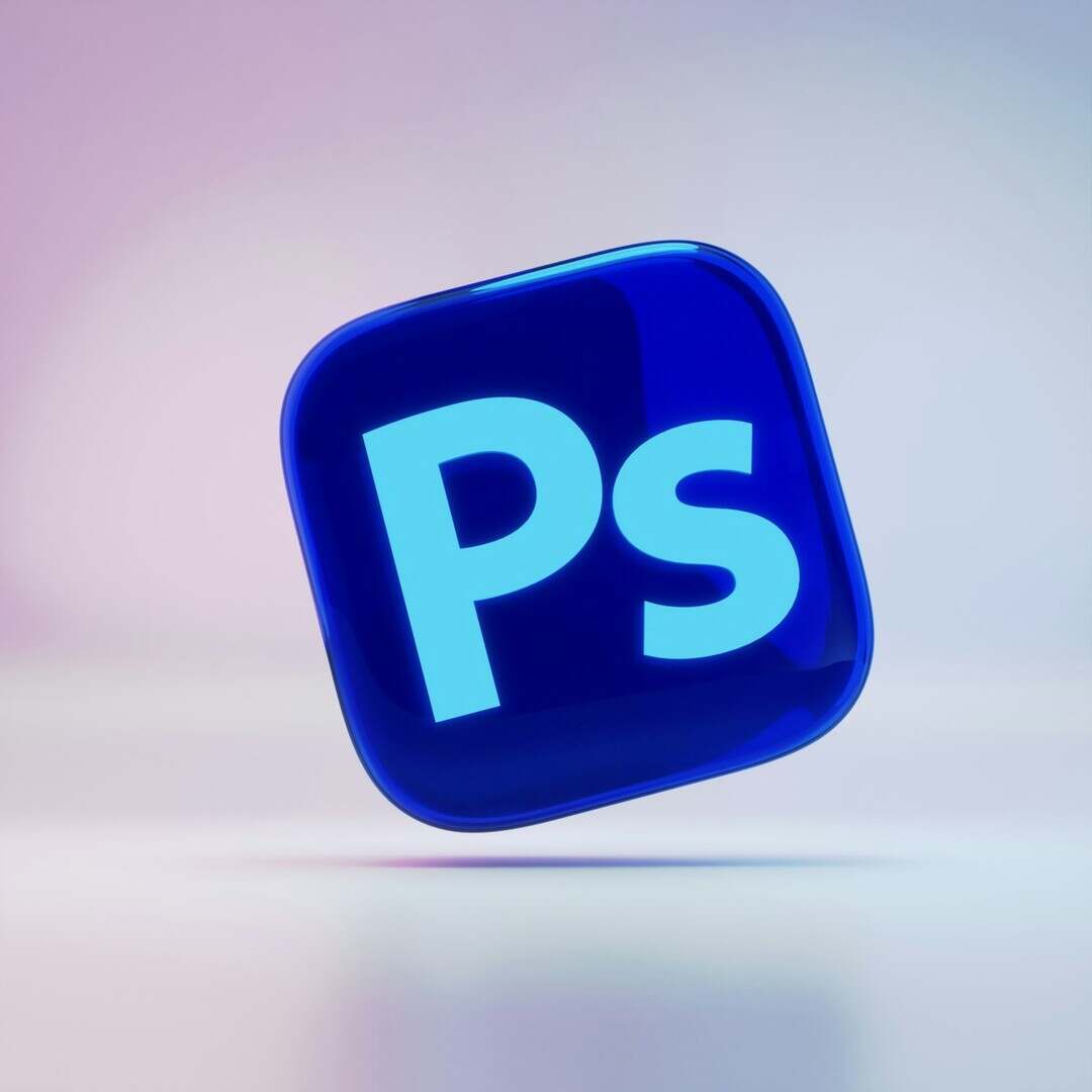 A blue square button with the word ps on it