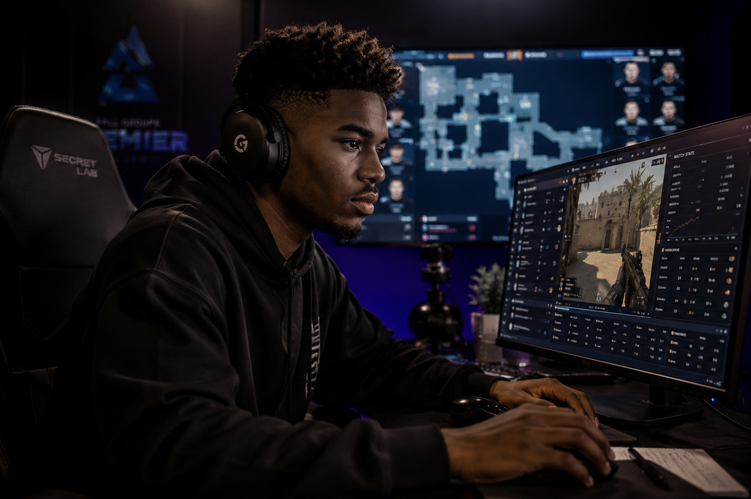 Comment analyser les matchs de CS2 et Valorant Analyste esport suivant un match de CS2 sur plusieurs écrans