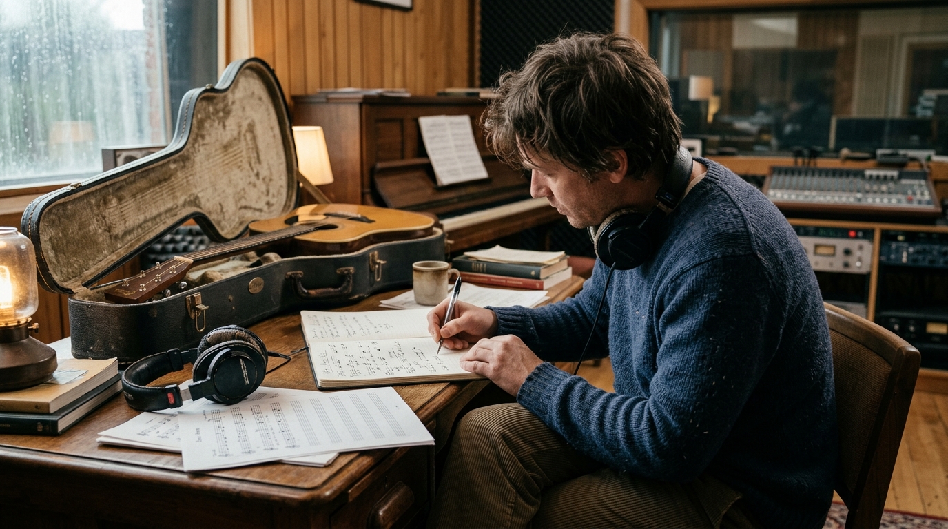 Illustration éditoriale — Chris Martin écrit une chanson pour rendre hommage à John Farnham
