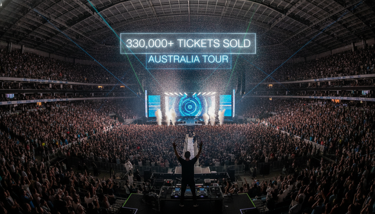 Illustration éditoriale — Calvin Harris dépasse 330 000 billets vendus en Australie