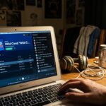 Illustration éditoriale — Des collégiens font des commentaires Spotify un chat de groupe