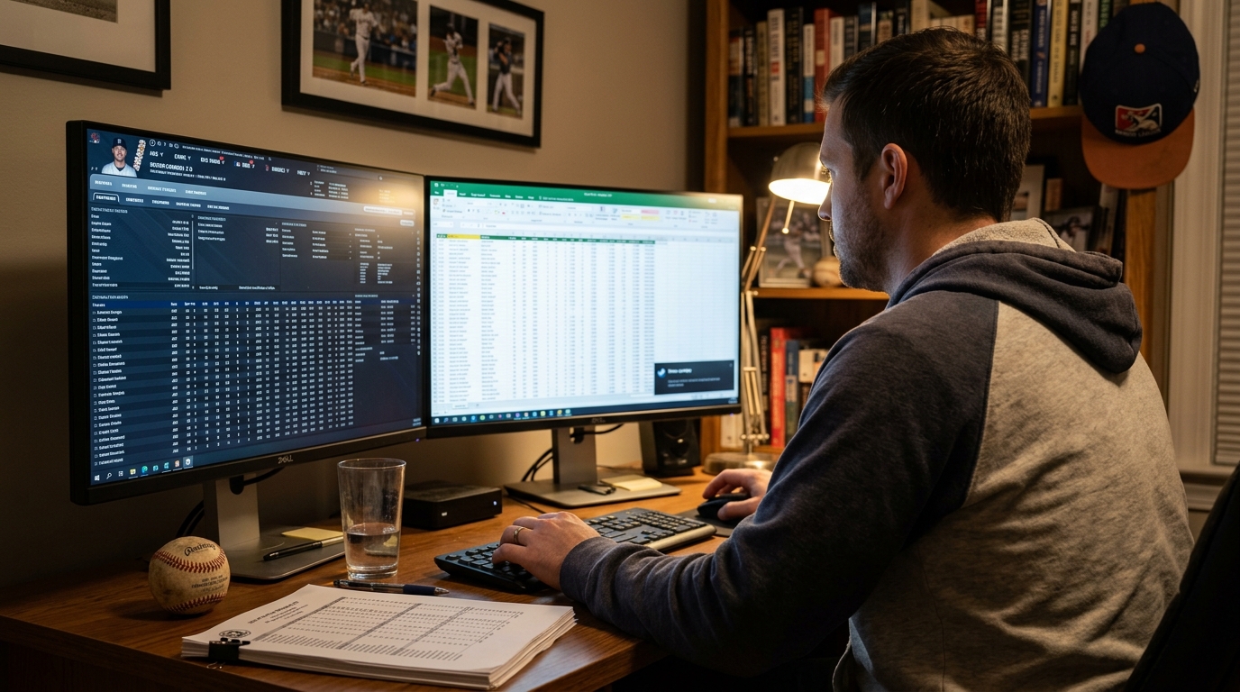 Illustration éditoriale — Out of the Park Baseball 27 : le baseball depuis le bureau du manager