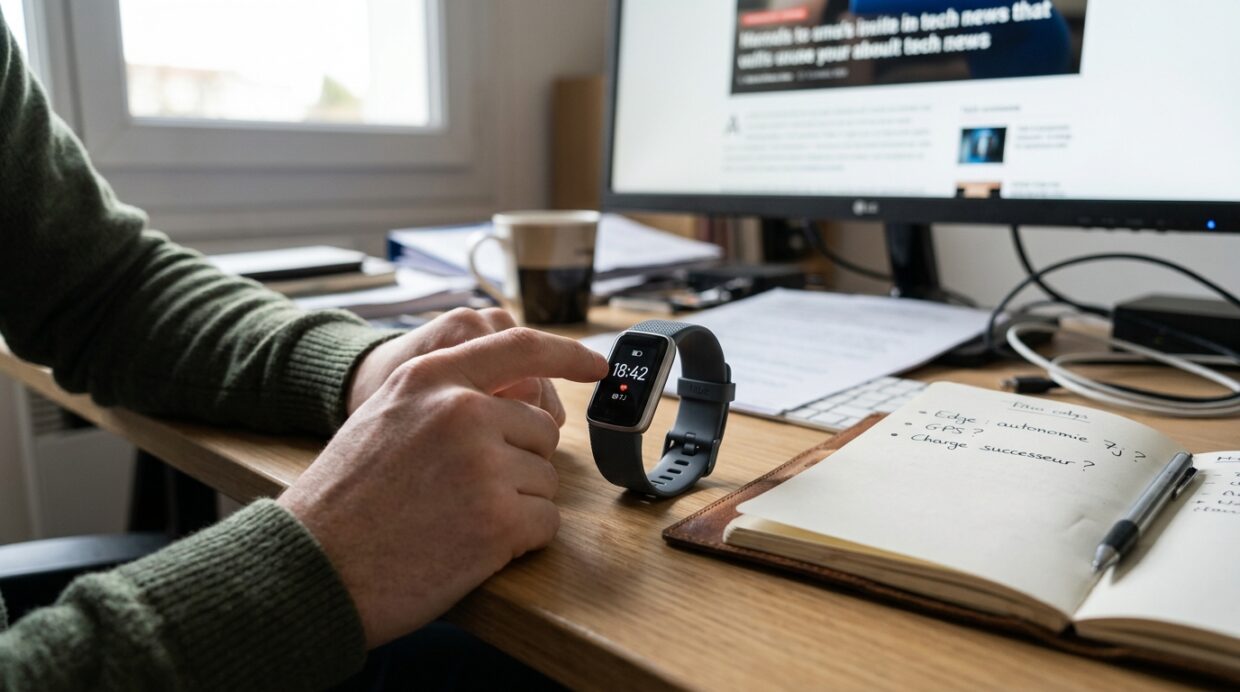 Illustration éditoriale — Fitbit Edge : une fuite esquisse la relève du Charge